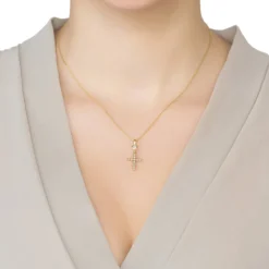 Latelita Sparkling Cross Pendant Necklace Gold -Cheap Gemiracle Store 0110