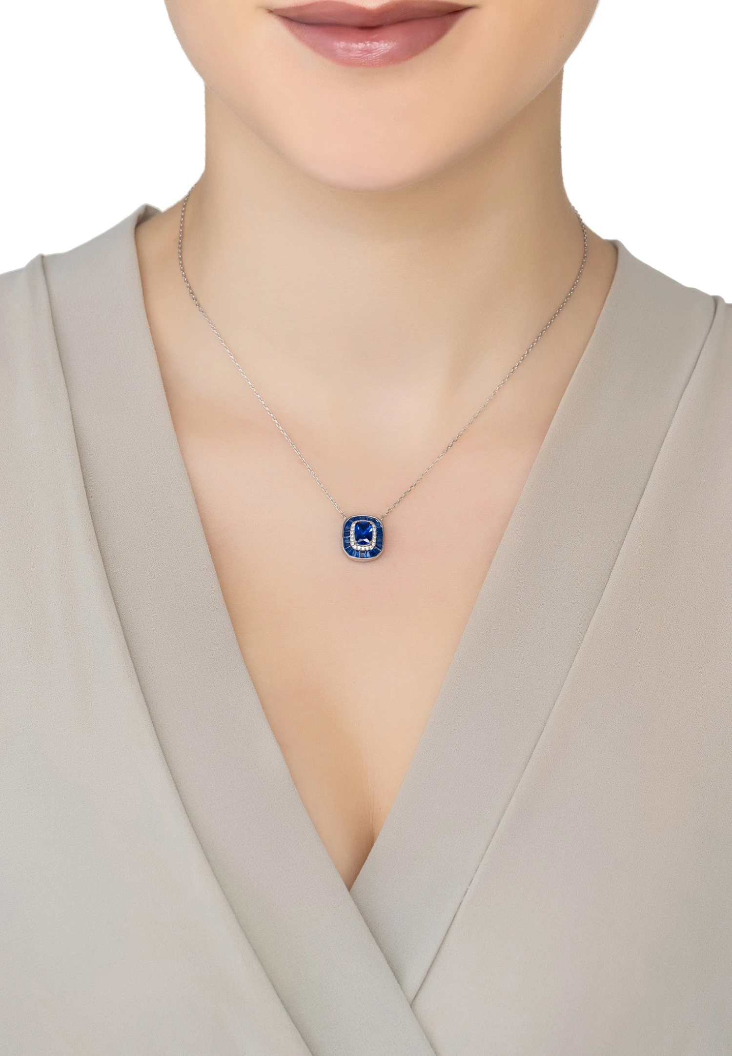 Latelita Great Gatsby Pendant Necklace Sapphire Silver 2 Latelita Great Gatsby Pendant Necklace Sapphire Silver - Image 2