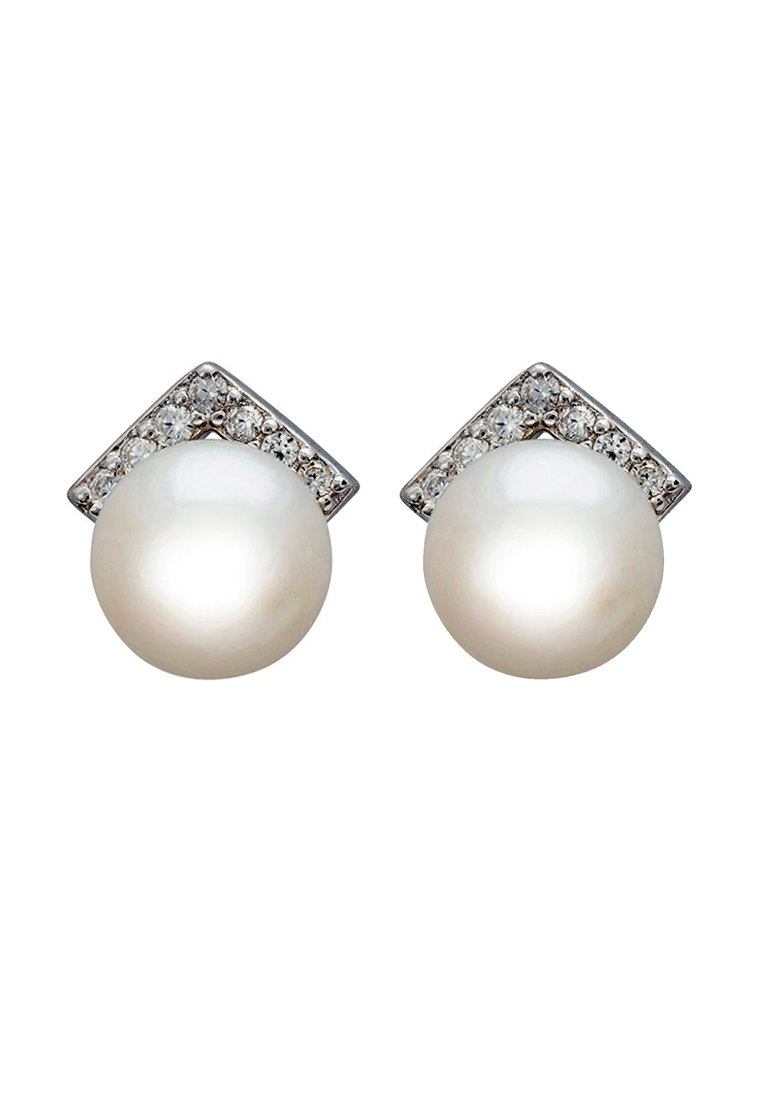 Latelita Pearl Angular Stud Earrings Silver 1 Latelita Pearl Angular Stud Earrings Silver