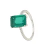 Latelita Alexandra Rectangle Cocktail Ring Colombian Emerald Silver