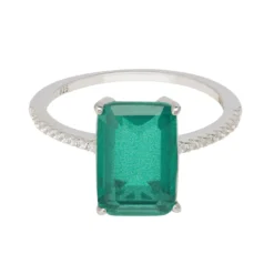 Latelita Alexandra Rectangle Cocktail Ring Colombian Emerald Silver -Cheap Gemiracle Store alexandra rectangle cocktail ring colombian emerald silver 965276