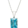 Latelita Alexandra Rectangle Gemstone Necklace Silver Blue Topaz