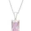 Latelita Alexandra Rectangle Gemstone Necklace Silver Morganite