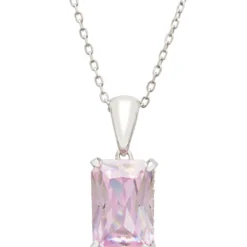Latelita Alexandra Rectangle Gemstone Necklace Silver Morganite