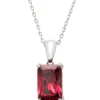 Latelita Alexandra Rectangle Gemstone Necklace Silver Ruby