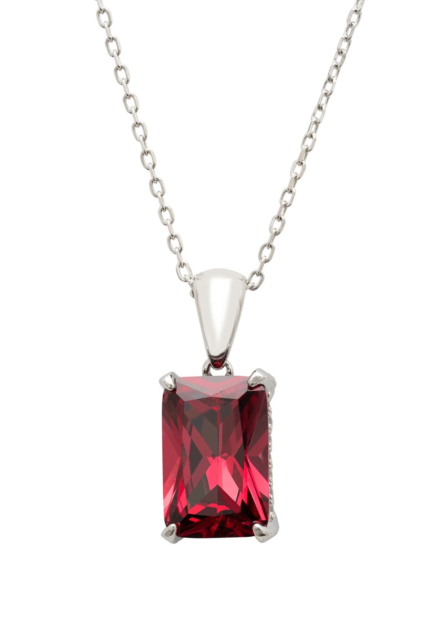 Latelita Alexandra Rectangle Gemstone Necklace Silver Ruby 1 Latelita Alexandra Rectangle Gemstone Necklace Silver Ruby