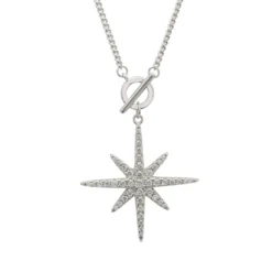 Latelita Altair Star Burst Lariat Necklace Silver
