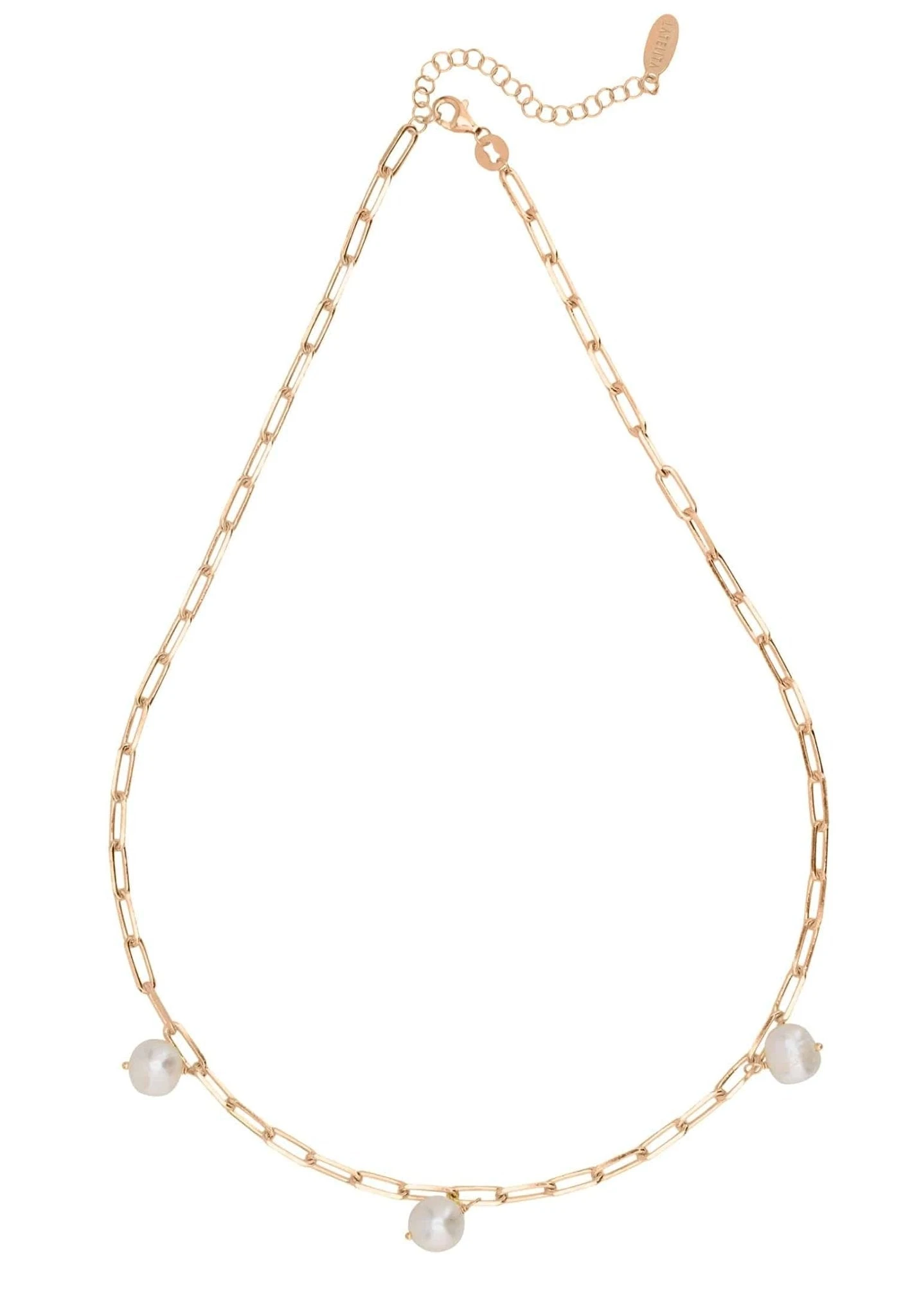 Latelita Amelia Three Pearl Necklace Rosegold 2 Latelita Amelia Three Pearl Necklace Rosegold - Image 2