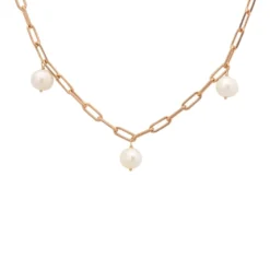 Latelita Amelia Three Pearl Necklace Rosegold