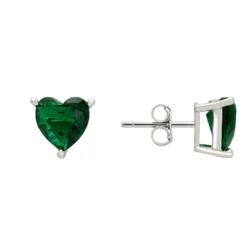 Latelita Amore Heart Stud Earrings Emerald Silver -Cheap Gemiracle Store amore heart stud earrings emerald silver 286985