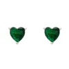 Latelita Amore Heart Stud Earrings Emerald Silver