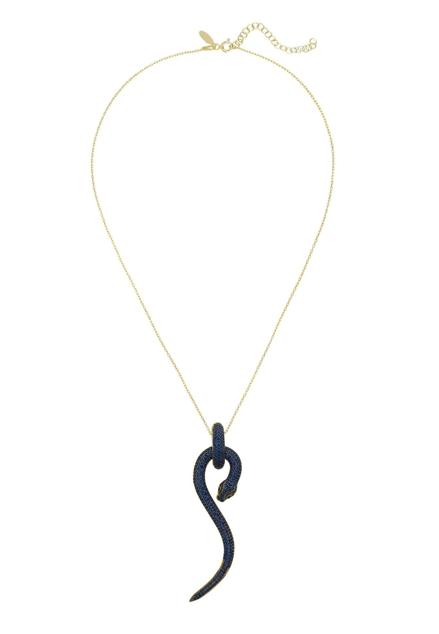 Latelita Anaconda Snake Pendant Necklace Gold Sapphire 3 Latelita Anaconda Snake Pendant Necklace Gold Sapphire - Image 3