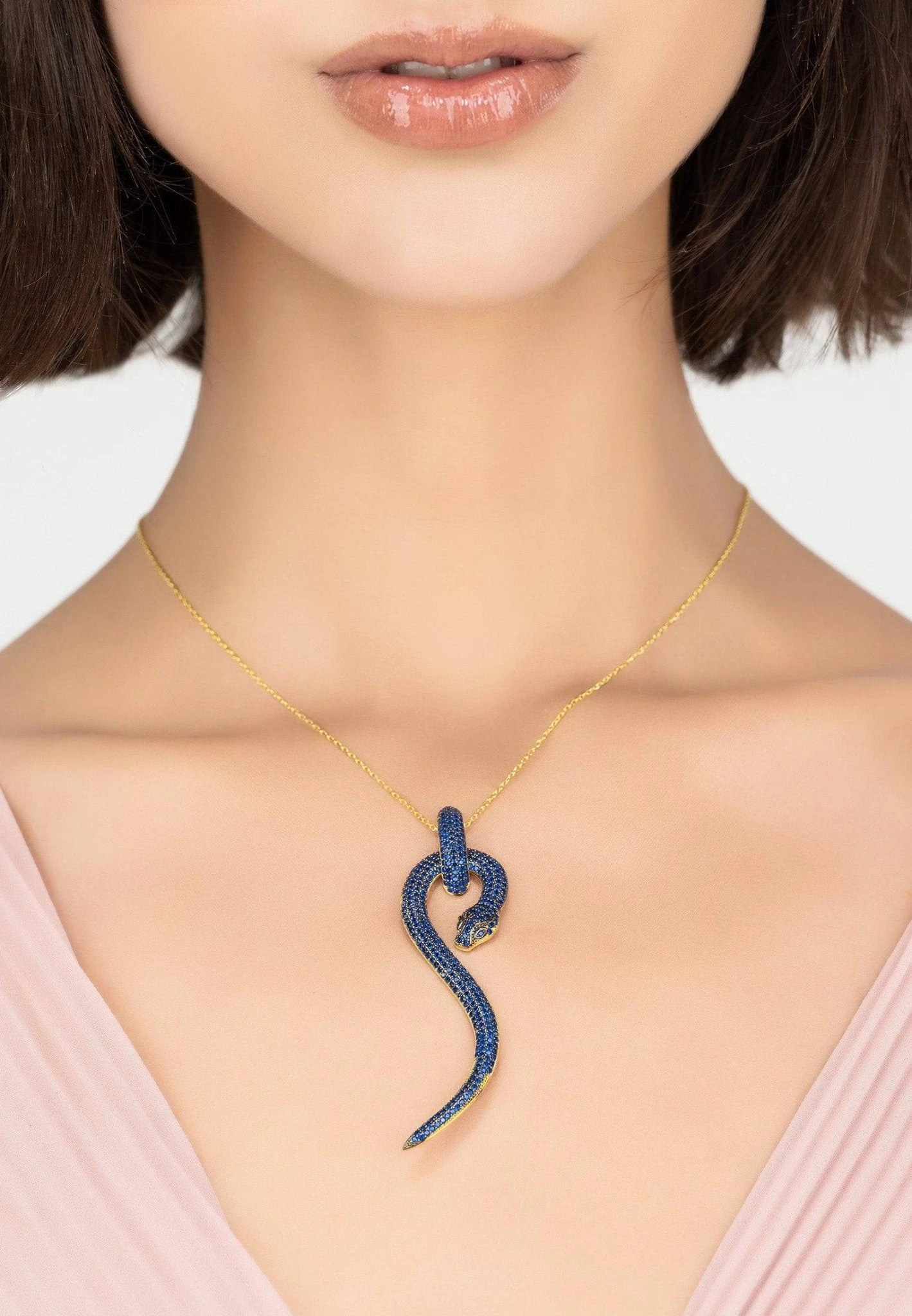 Latelita Anaconda Snake Pendant Necklace Gold Sapphire 2 Latelita Anaconda Snake Pendant Necklace Gold Sapphire - Image 2