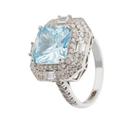 Latelita Anastasia Gemstone Cocktail Ring Silver Blue Topaz