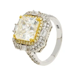 Latelita Anastasia Gemstone Cocktail Ring Silver Moissanite