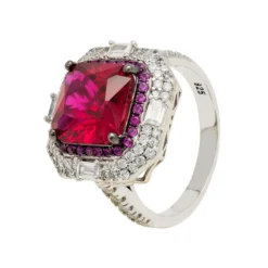 Latelita Anastasia Gemstone Cocktail Ring Silver Ruby