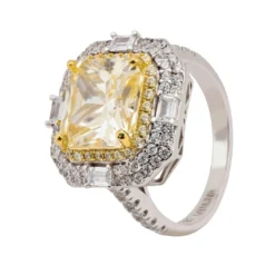 Latelita Anastasia Gemstone Cocktail Ring Silver Yellow Topaz