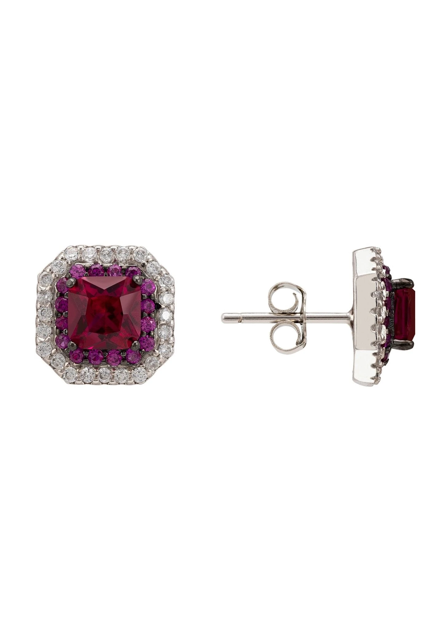 Latelita Anastasia Stud Earrings Silver Ruby 3 Latelita Anastasia Stud Earrings Silver Ruby - Image 3