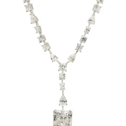 Latelita Angelina Moissanite Statement Necklace Silver