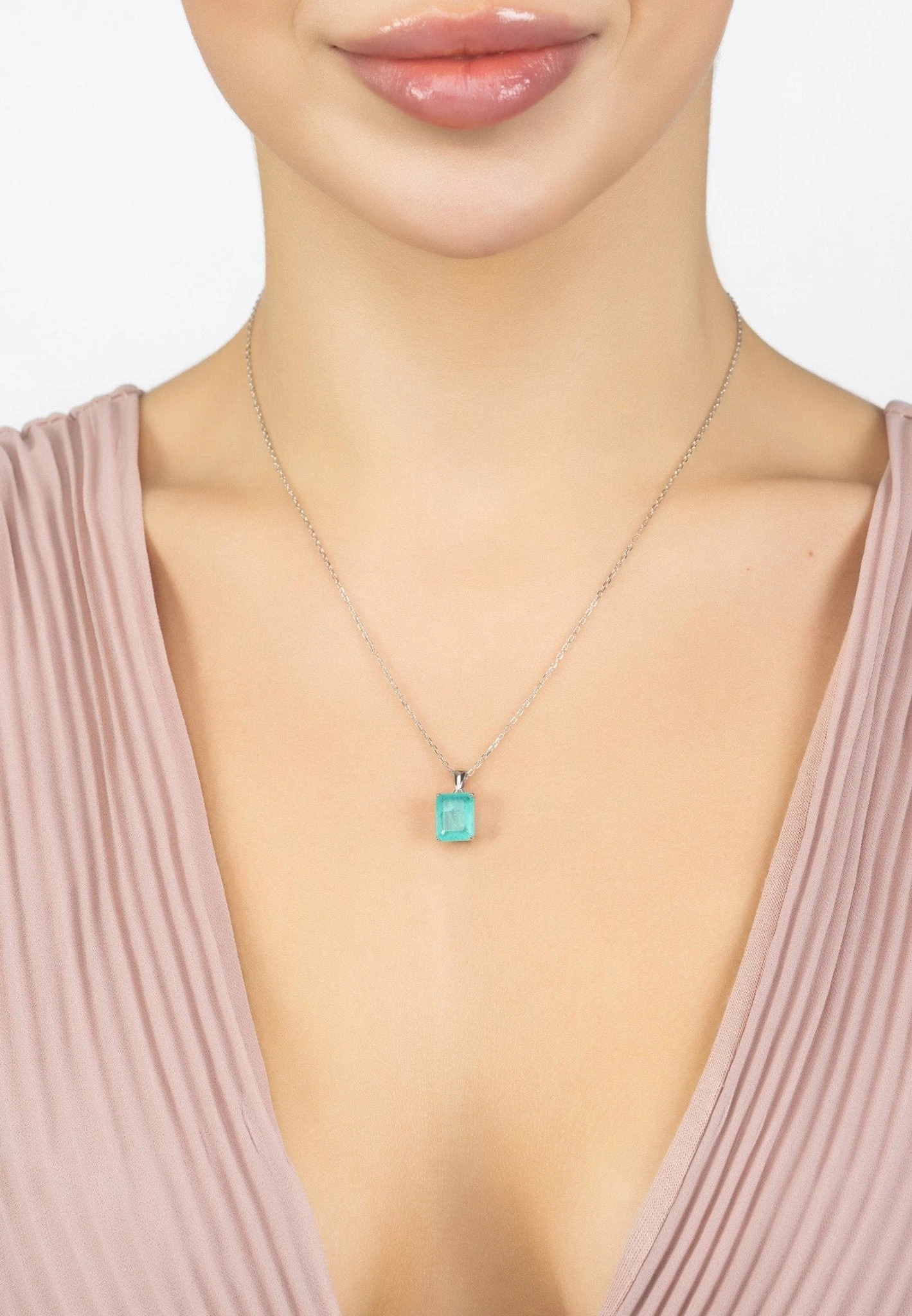 Latelita Anne Gemstone Necklace Silver Paraiba Tourmaline 2 Latelita Anne Gemstone Necklace Silver Paraiba Tourmaline - Image 2