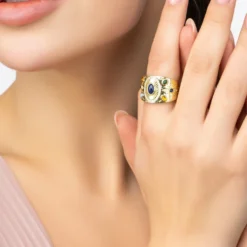 Latelita Anubis Gemstone Cocktail Ring Gold -Cheap Gemiracle Store anubis gemstone cocktail ring gold 811945