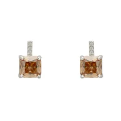Latelita Aria Crystal Stud Earrings Citrine Lemon Silver