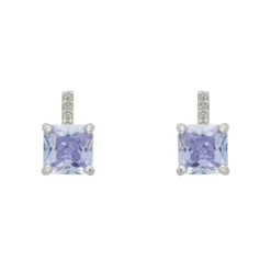 Latelita Aria Crystal Stud Earrings Lilac Amethyst Silver