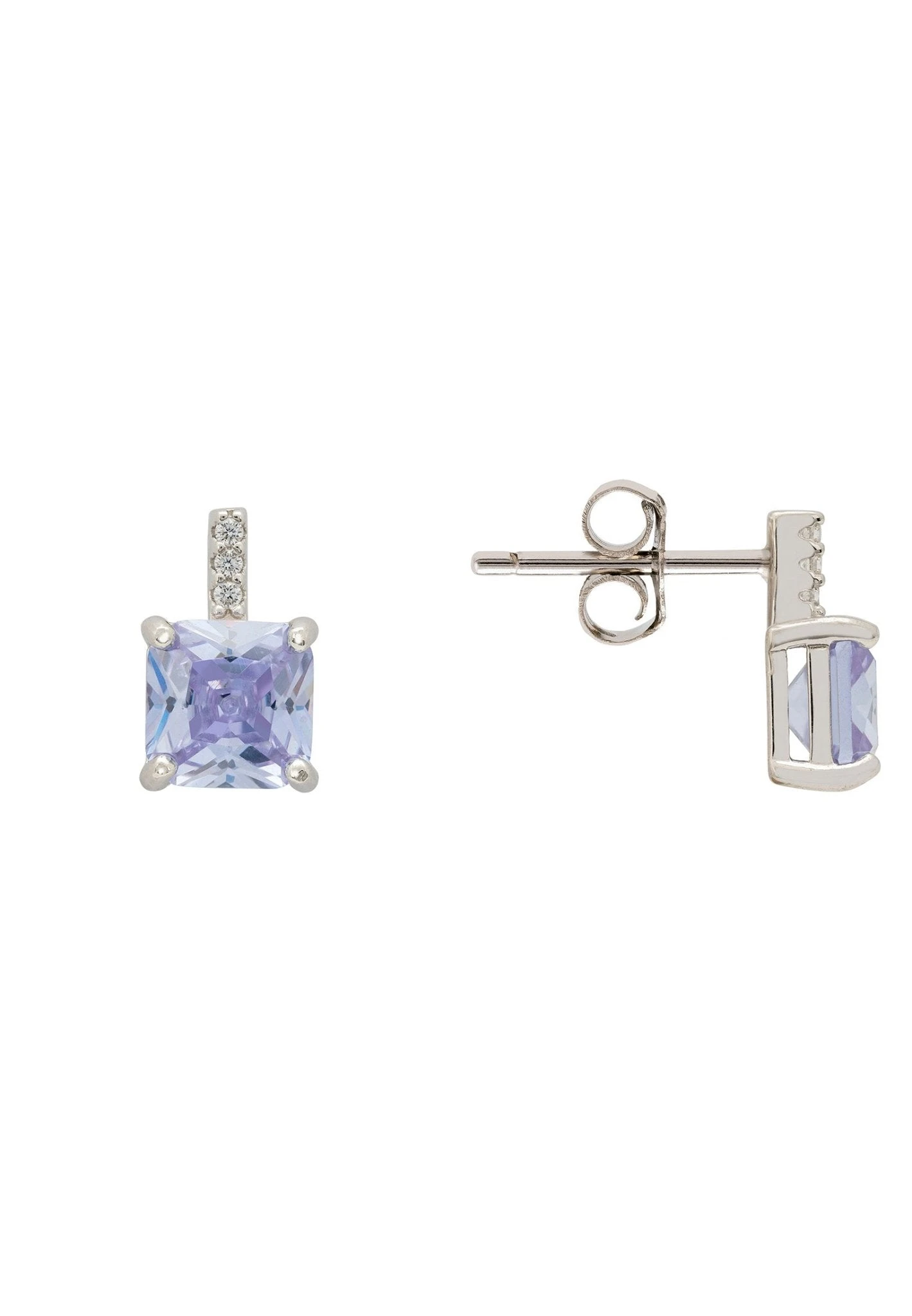 Latelita Aria Crystal Stud Earrings Lilac Amethyst Silver 3 Latelita Aria Crystal Stud Earrings Lilac Amethyst Silver - Image 3