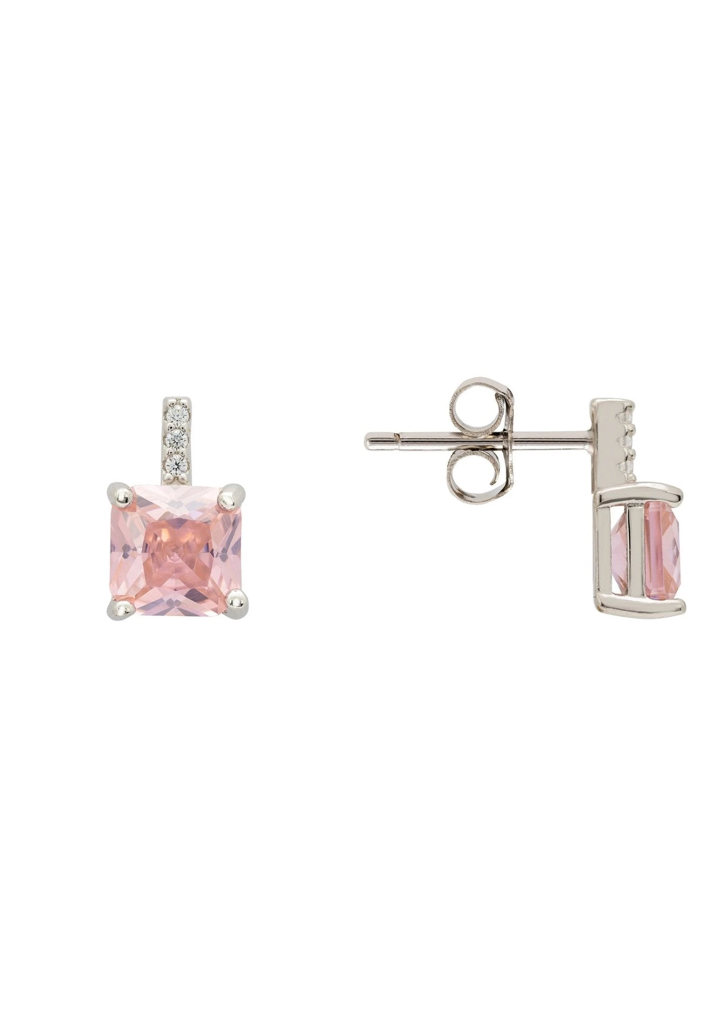 Latelita Aria Crystal Stud Earrings Morganite Pink Silver 3 Latelita Aria Crystal Stud Earrings Morganite Pink Silver - Image 3