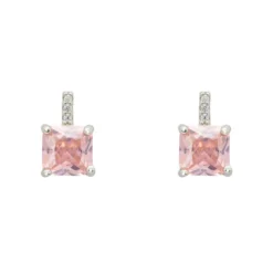 Latelita Aria Crystal Stud Earrings Morganite Pink Silver