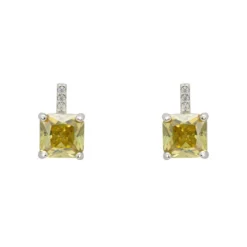 Latelita Aria Crystal Stud Earrings Peridot Green Silver