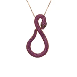 Latelita Asp Snake Pendant Necklace Rosegold Ruby