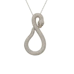 Latelita Asp Snake Pendant Necklace Silver White
