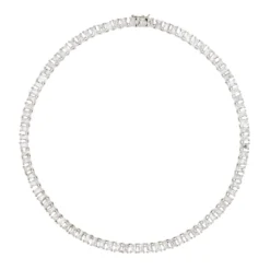 Latelita Baguette Tennis Necklace Silver