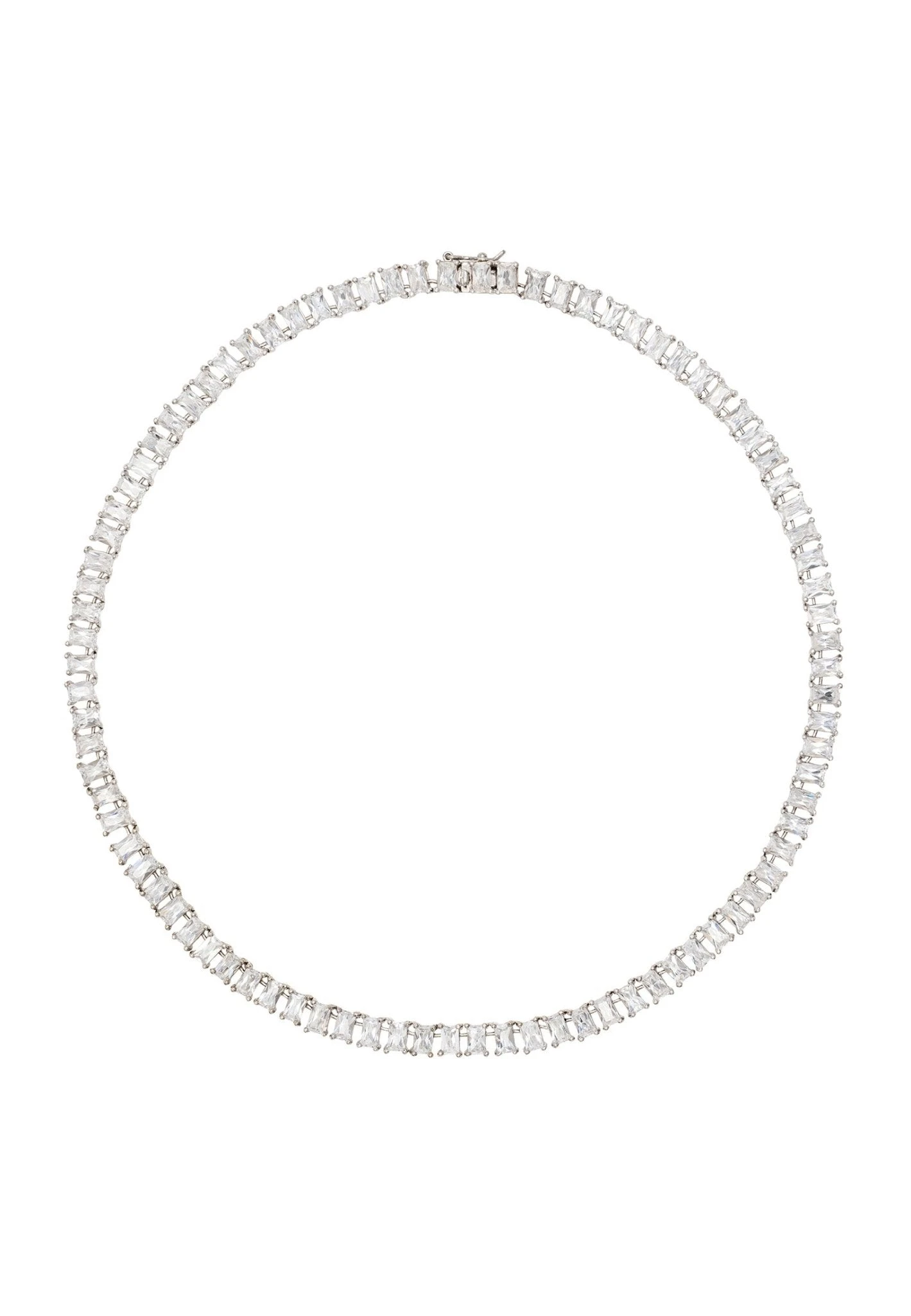 Latelita Baguette Tennis Necklace Silver 1 Latelita Baguette Tennis Necklace Silver