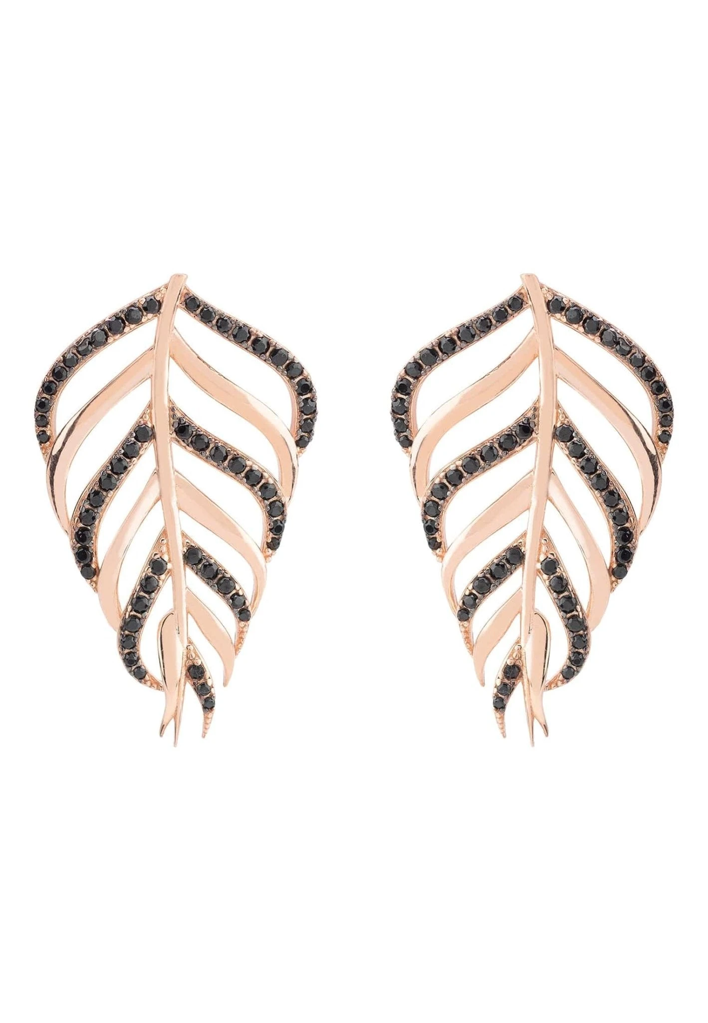 Latelita Bali Leaf Stud Earrings Black Rosegold 1 Latelita Bali Leaf Stud Earrings Black Rosegold