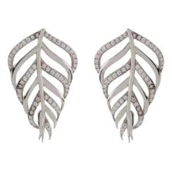Latelita Bali Leaf Stud Earrings Silver Oxidised