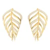 Latelita Bali Leaf Stud Earrings White Cz Gold