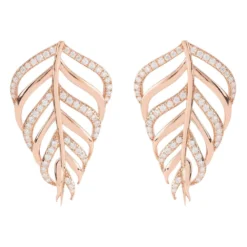 Latelita Bali Leaf Stud Earrings White Rosegold