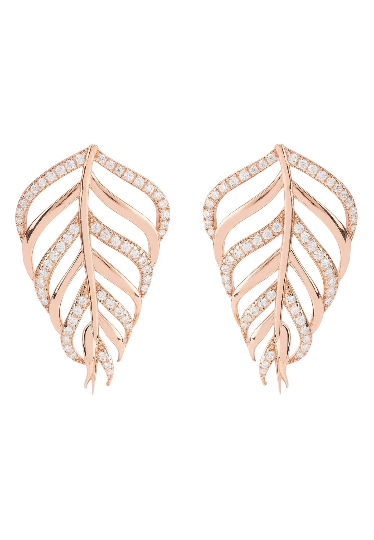 Latelita Bali Leaf Stud Earrings White Rosegold 1 Latelita Bali Leaf Stud Earrings White Rosegold