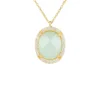Latelita Beatrice Oval Gemstone Pendant Necklace Gold Aqua Chalcedony
