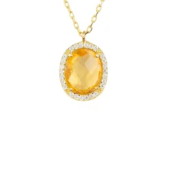 Latelita Beatrice Oval Gemstone Pendant Necklace Gold Citrine Hydro