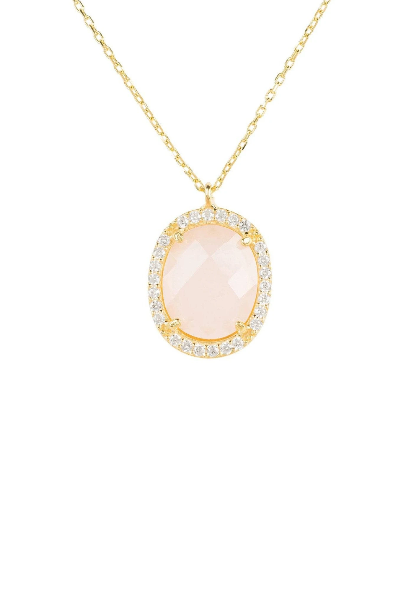 Latelita Beatrice Oval Gemstone Pendant Necklace Gold Rose Quartz 1 Latelita Beatrice Oval Gemstone Pendant Necklace Gold Rose Quartz