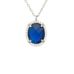 Latelita Beatrice Oval Gemstone Pendant Necklace Silver Sapphire Hydro