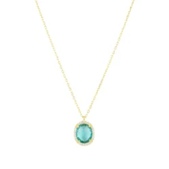 Latelita Beatrice Oval Gemstone Pendant Necklaceâ Gold Blue Topaz Hydro