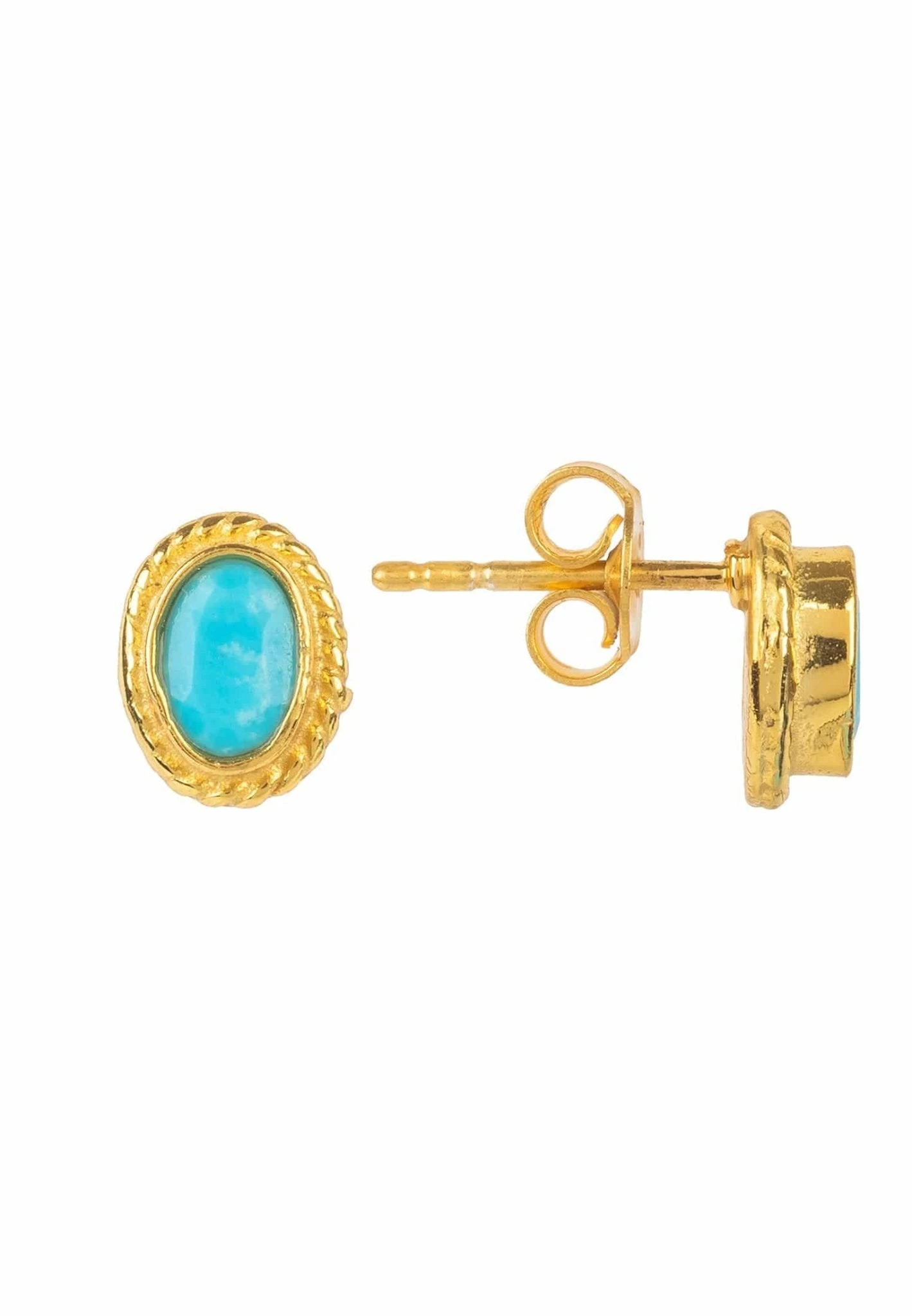 Latelita Birthstone Gold Gemstone Stud Earring December Turquoise 3 Latelita Birthstone Gold Gemstone Stud Earring December Turquoise - Image 3