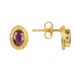 Latelita Birthstone Gold Gemstone Stud Earring July Ruby -Cheap Gemiracle Store birthstone gold gemstone stud earring july ruby 255618
