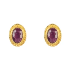 Latelita Birthstone Gold Gemstone Stud Earring July Ruby