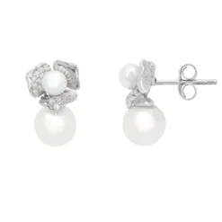 Latelita Blossom Double Pearl Earring Silver -Cheap Gemiracle Store blossom double pearl earring silver 848817