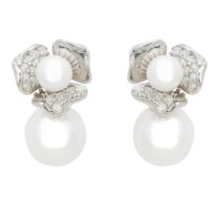 Latelita Blossom Double Pearl Earring Silver